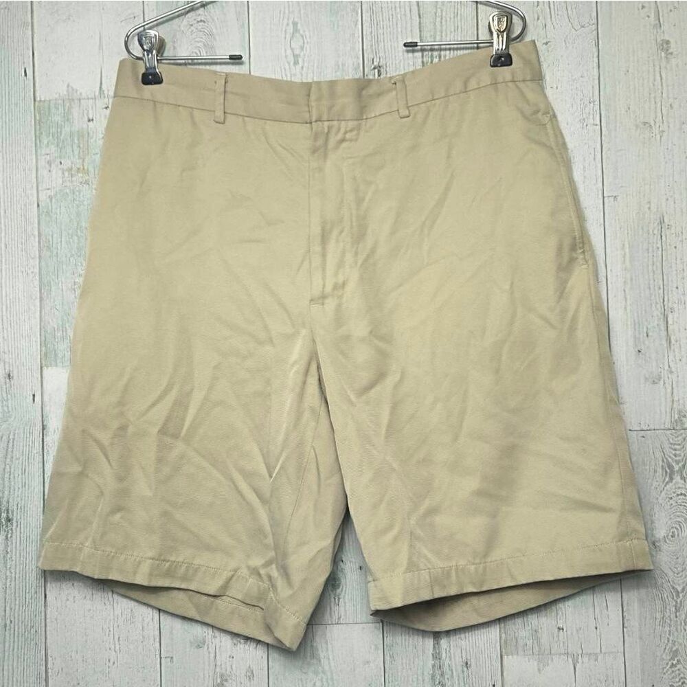 Greg Norman Men's Flat Front Khaki Beige Classic Golf Shorts Sz 34